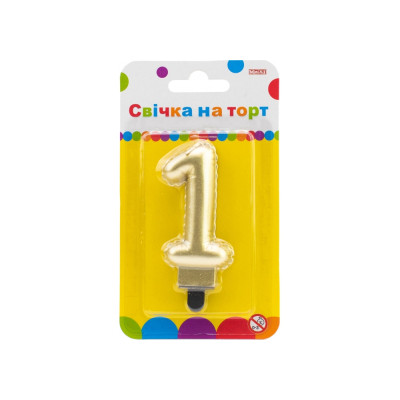 Свічка Maxi золотиста двостороння &quot;1&quot; у вигляді надувної кульки висотою 7,62 см (MX622095G-1)