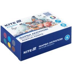 Акрилові фарби Kite Creative 6 металевих кольорів, 20 мл (K-273)