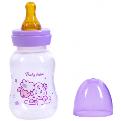 Пляшечка для годування Baby Team з латексною соскою Овечка, 125 мл (1300_овечка)