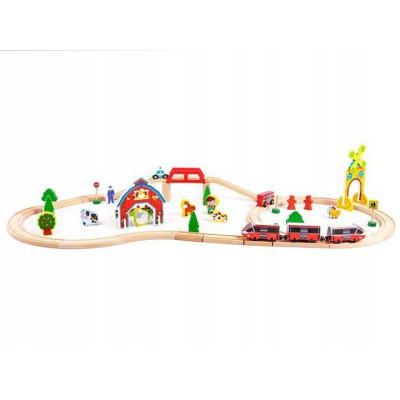 Залізниця Ecotoys дерев&#039;яна з потягом на батарейках (HM180995)