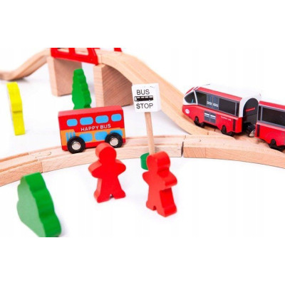 Залізниця Ecotoys дерев&#039;яна з потягом на батарейках (HM180995)