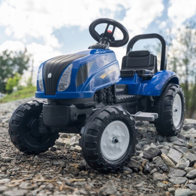 Веломобіль Falk New Holland трактор на педалях з причепом Синій (3080AB)