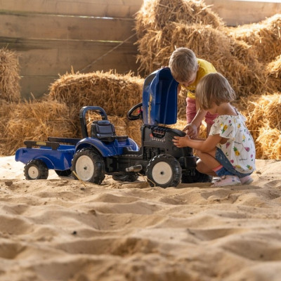 Веломобіль Falk New Holland трактор на педалях з причепом Синій (3080AB)