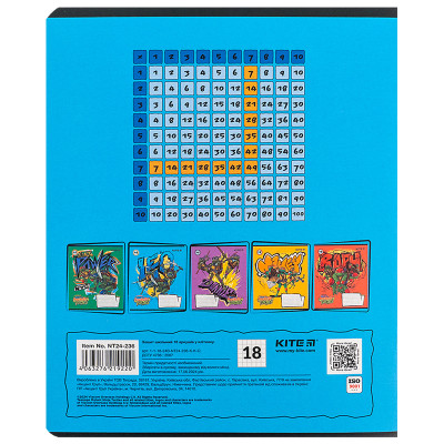 Зошит Kite Ninja Turtles, 18 аркушів, клітинка (NT24-236)