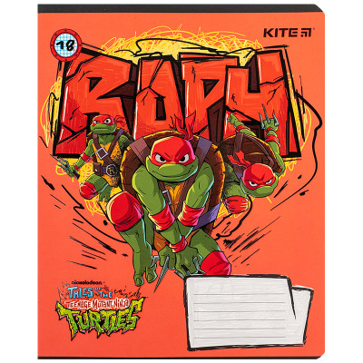 Зошит Kite Ninja Turtles, 18 аркушів, клітинка (NT24-236)