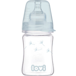 Пляшечка для годування Lovi Diamond Glass Botanic скляна 150 мл Світло-синя (74/105)