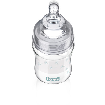 Пляшечка для годування Lovi Diamond Glass Botanic скляна 150 мл Світло-синя (74/105)
