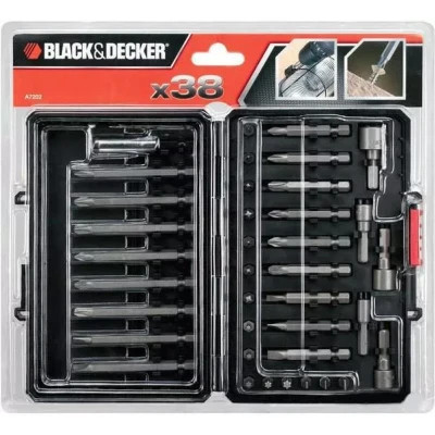 Набір біт Black&amp;Decker PH0,PH1,SL4,SL6,Pz1,Pz2,Тx10,Тx20,L 25,50,75 мм,38 шт, кейс (A7202)