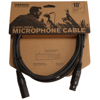 Мікрофонний кабель D&#039;Addario Classic Series Microphone Cable 3m (PW-CMIC-10)