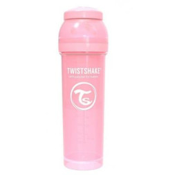 Пляшечка для годування Twistshake антиколькова 330 мл, світло-рожева (69870)