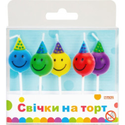 Свічка Maxi Смайли 5 шт на торт (MX629083)