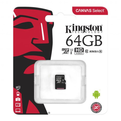 Карта пам&#039;яті Kingston 64GB microSDXC Class 10 Canvas Select Plus 100R A1 (SDCS2/64GBSP)