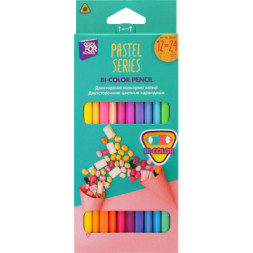 Олівці кольорові Cool For School Pastel Преміум, двосторонні,тригранні , 24 кольори (CF15187)