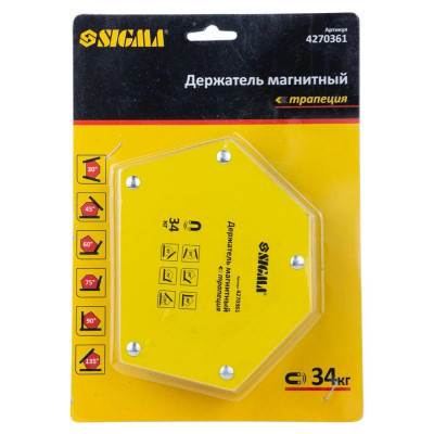 Магніт для зварювання Sigma трапеція 34кг 105x65x65x45мм (30,45,60,75,90,135 °) (4270361)