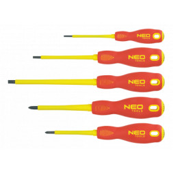 Набір викруток Neo Tools шліцева (1000 В), набір 5 шт (04-220)