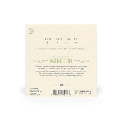 Струни для гітари D&#039;Addario Mandolin Phosphor Bronze Medium/Heavy (11.5-41) (EJ75)