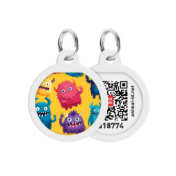 Адресник для тварин WAUDOG Smart ID з QR паспортом &quot;Мохнаті монстри&quot;, коло 25 мм (225-4050)