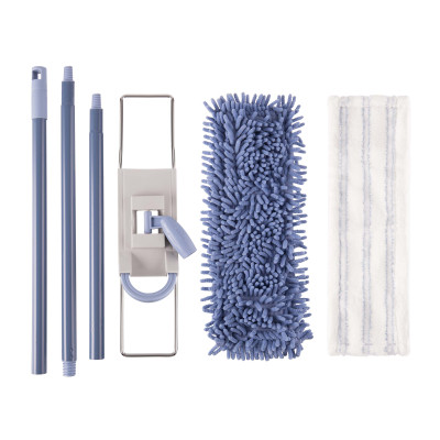 Швабра Ardesto Profe з 3-секційною ручкою 130 см та 2 змінними насадками 40 см Синя (ARHE1132SB)