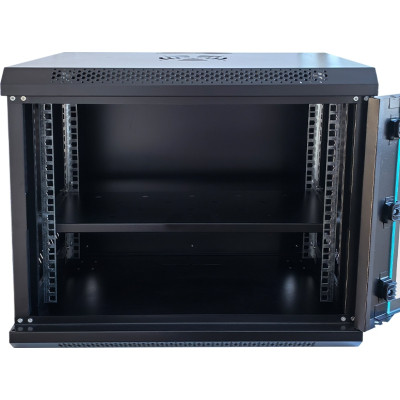Шафа настінна GEAR 9U 19&#039;&#039; 600x600x450 мм, + полка 19&quot;, black (GWMSN-9U-600-600)