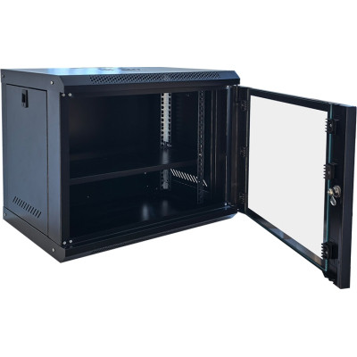 Шафа настінна GEAR 9U 19&#039;&#039; 600x600x450 мм, + полка 19&quot;, black (GWMSN-9U-600-600)