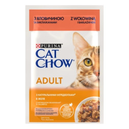 Вологий корм для кішок Purina Cat Chow Adult з яловичиною та баклажанами в желе 85г (7613036595025)