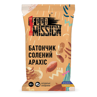 Батончик Food Mission Солоний арахіс 40 г (fm.30641)