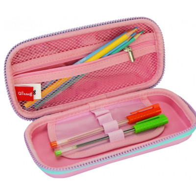 Пенал Cool For School з тисненням 1 відділення Фуксія (QT-5616-Rosered)