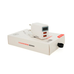 Зарядний пристрій iKAKU KSC-180 2xUSB 2.4A digital display White (KSC-180-CHUANGNENG)