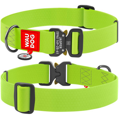 Нашийник для тварин WAUDOG Waterproof з QR паспортом XXL Ш 40 мм Д 43-70 см(салатовий) (28015)