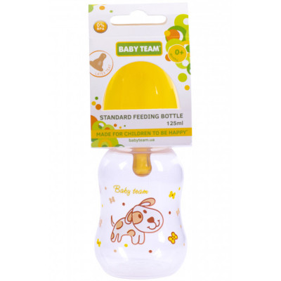 Пляшечка для годування Baby Team з латексною соскою Собачка, 125 мл (1300_собачка)