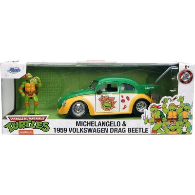 Машина Jada металева Черепашки-Ніндзя Фольксваген Бітл (1959) з фігуркою Мікеланджело, 1:24 (253285002)