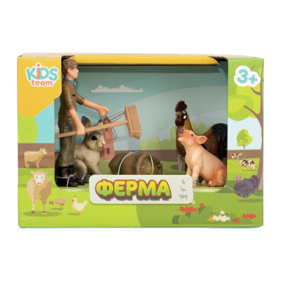 Фігурка Kids Team набір Ферма фермер, півень, кролик, порося (Q9899-T7_5)
