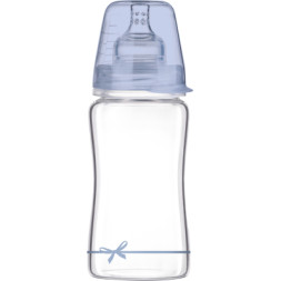 Пляшечка для годування Lovi Diamond Glass Baby Shower скляна 250 мл Блакитна (74/204boy)