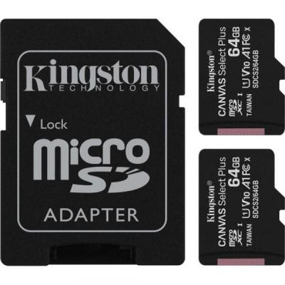 Карта пам&#039;яті Kingston 64GB Class 10 Canvas Select Plus 100R A1 (SDCS2/64GB-2P1A)