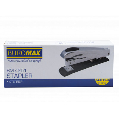 Степлер Buromax металевий, до 50 аркушів, скоби № 23, 24, 26 Чорний (BM.4251-01)