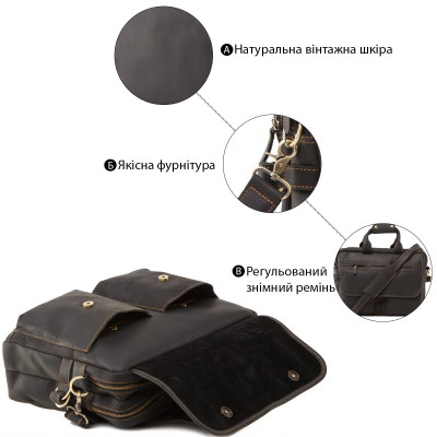 Сумка Vintage З вінтажної шкіри Коричнева (14571)