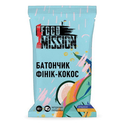 Батончик Food Mission Кокосовий 40 г (fm.30658)