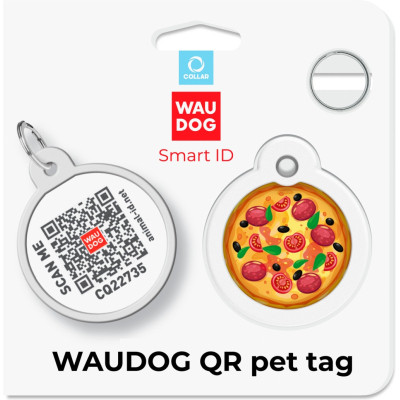 Адресник для тварин WAUDOG Smart ID з QR паспортом &quot;Піца&quot;, коло 30 мм (230-4038)