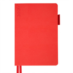 Тижневик Leo planner А5 датований 2026 &quot;Binario&quot;, м'який, червоний, 368 сторінок (252642)