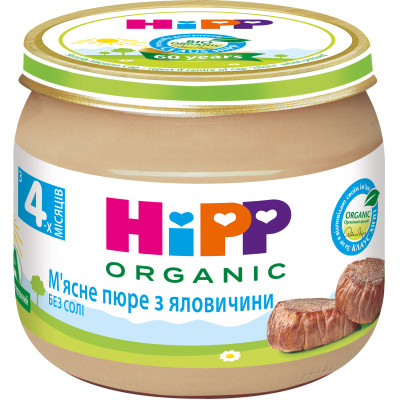 Дитяче пюре HiPP Organic м&#039;ясне з яловичини, 80 г (9062300126034)