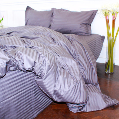 Постільна білизна MirSon Satin Stripe 30-0011 Gray 220х240 King Size (2200005251577)