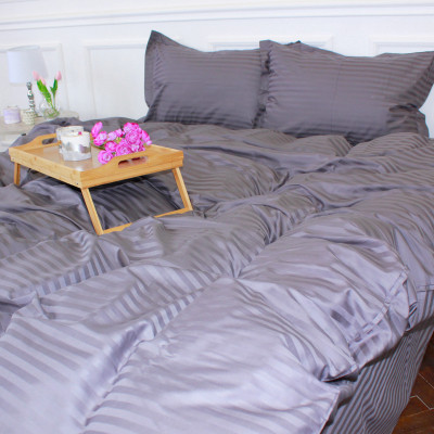 Постільна білизна MirSon Satin Stripe 30-0011 Gray 220х240 King Size (2200005251577)
