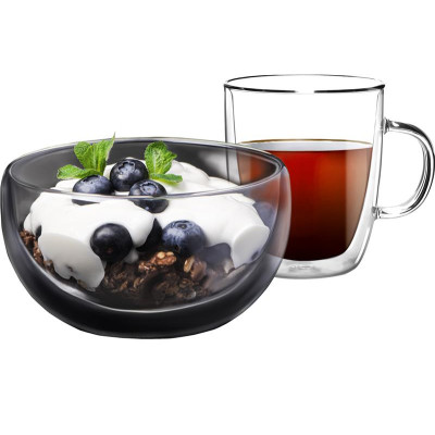 Комплект посуды Ardesto набір для сніданку 270 мл чашка + 500 мл піала прозорий (AR2650BHR)