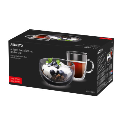 Комплект посуды Ardesto набір для сніданку 270 мл чашка + 500 мл піала прозорий (AR2650BHR)