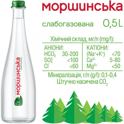 Мінеральна вода Моршинська Преміум 0.5 сл/газ скл. (4820017000239)
