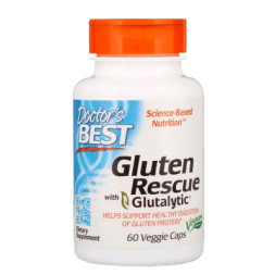 Пробіотики Doctor's Best Ферменти для Перетравлення глютену, Gluten Rescue, 60 капсул (DRB-00401)