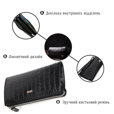 Сумка Bond Accessories З натуральної шкіри Чорна (22049)