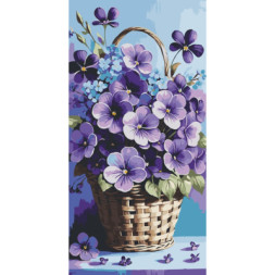 Картина по номерам ArtCraft Фіалки в кошику 40х80 см (13089-AC)