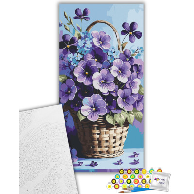 Картина по номерам ArtCraft Фіалки в кошику 40х80 см (13089-AC)