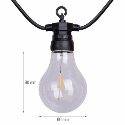 Гірлянда YES! Fun ретро LED вулична 10 ламп, 6 м, IP44, тепло-біла, 8 м (801172)